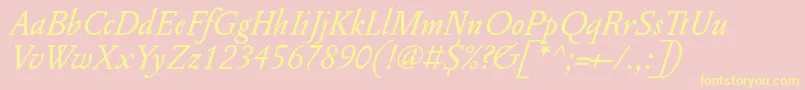PentagrammeItalic Font – Yellow Fonts on Pink Background