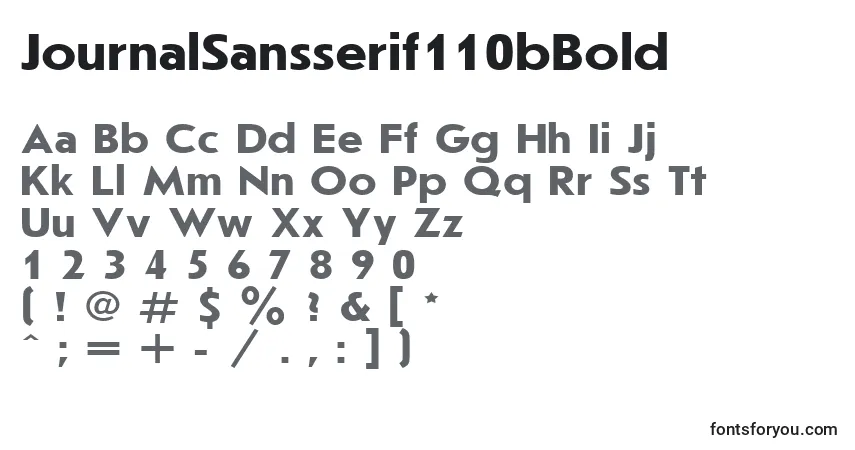 A fonte JournalSansserif110bBold – alfabeto, números, caracteres especiais