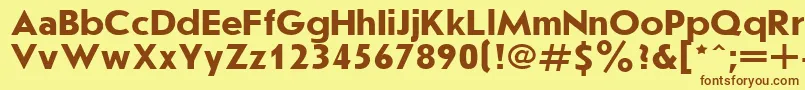 フォントJournalSansserif110bBold – 茶色の文字が黄色の背景にあります。