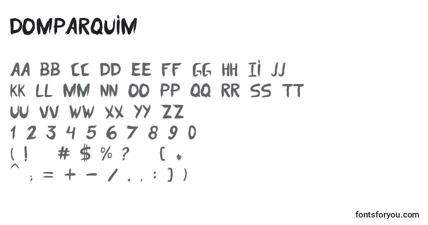 A fonte DomParquim – alfabeto, números, caracteres especiais