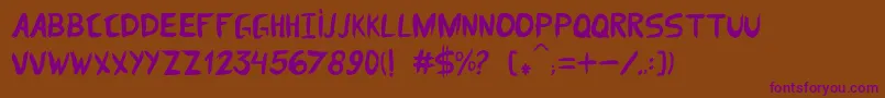 DomParquim-Schriftart – Violette Schriften auf braunem Hintergrund