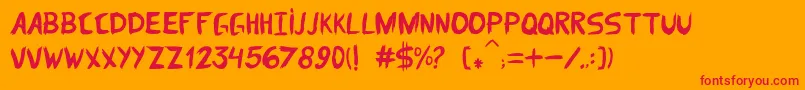 DomParquim-Schriftart – Rote Schriften auf orangefarbenem Hintergrund