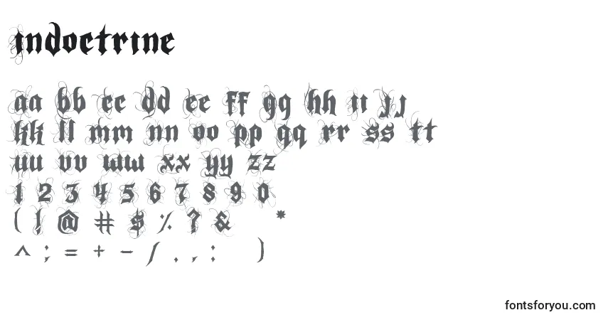 Czcionka Indoctrine – alfabet, cyfry, specjalne znaki