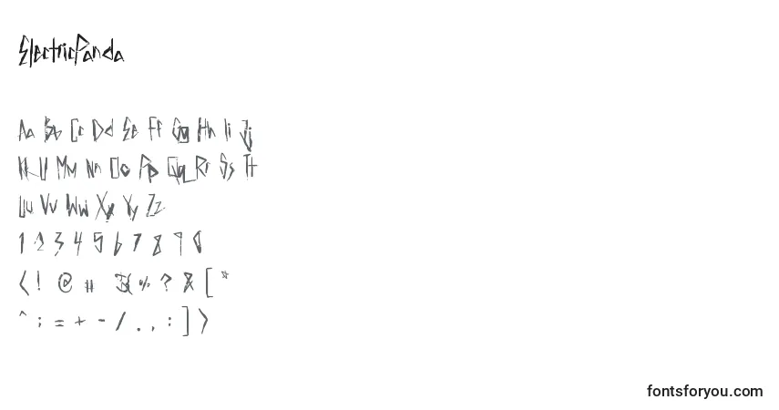 Schriftart ElectricPanda (71476) – Alphabet, Zahlen, spezielle Symbole