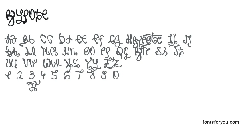 A fonte Rypote – alfabeto, números, caracteres especiais