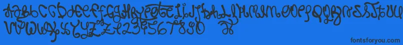 Rypote-Schriftart – Schwarze Schriften auf blauem Hintergrund