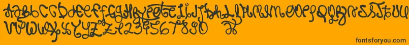 Rypote-Schriftart – Schwarze Schriften auf orangefarbenem Hintergrund