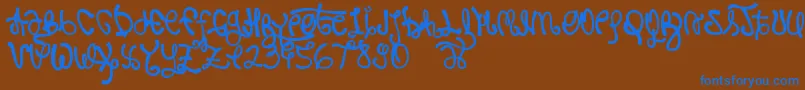 Rypote-Schriftart – Blaue Schriften auf braunem Hintergrund