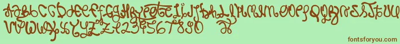 Rypote-Schriftart – Braune Schriften auf grünem Hintergrund