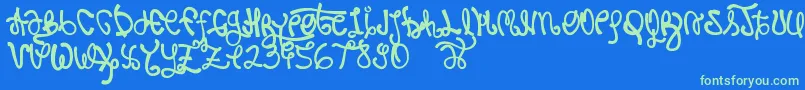 Rypote Font – Green Fonts on Blue Background