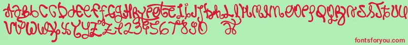 Rypote-Schriftart – Rote Schriften auf grünem Hintergrund