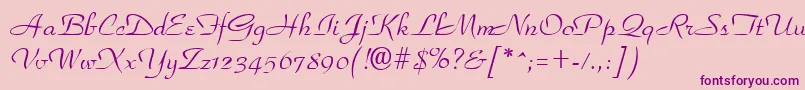 Fonte GeParkscript – fontes roxas em um fundo rosa