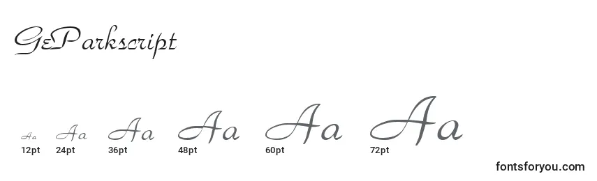 GeParkscript Font Sizes