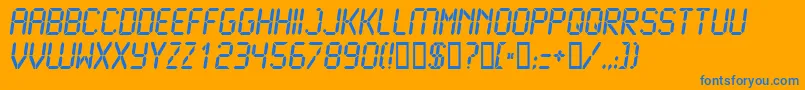 Lcd2Bold-Schriftart – Blaue Schriften auf orangefarbenem Hintergrund