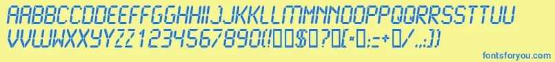 Lcd2Bold-Schriftart – Blaue Schriften auf gelbem Hintergrund