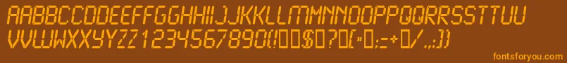 Lcd2Bold Font – Orange Fonts on Brown Background