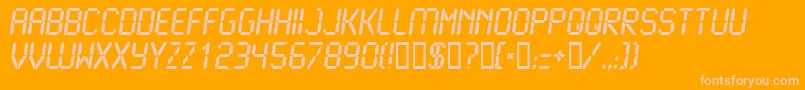 Lcd2Bold-Schriftart – Rosa Schriften auf orangefarbenem Hintergrund