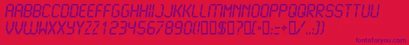 Lcd2Bold-Schriftart – Violette Schriften auf rotem Hintergrund