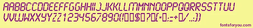 Lcd2Bold-Schriftart – Violette Schriften auf gelbem Hintergrund