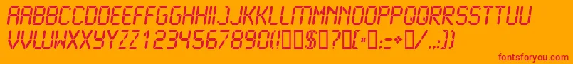 Lcd2Bold-Schriftart – Rote Schriften auf orangefarbenem Hintergrund