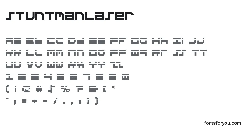 Schriftart StuntmanLaser – Alphabet, Zahlen, spezielle Symbole