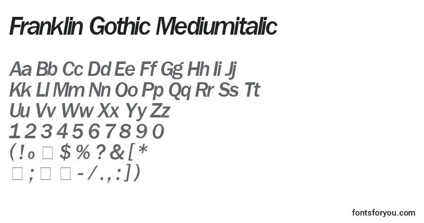 Шрифт Franklin Gothic Mediumitalic – алфавит, цифры, специальные символы