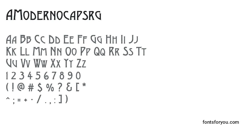 Fuente AModernocapsrg - alfabeto, números, caracteres especiales