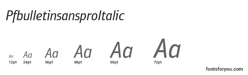Размеры шрифта PfbulletinsansproItalic