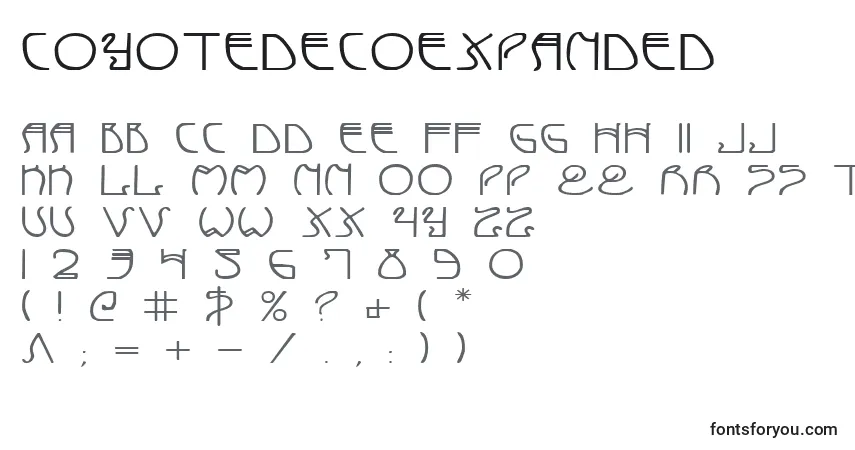 Schriftart CoyoteDecoExpanded – Alphabet, Zahlen, spezielle Symbole