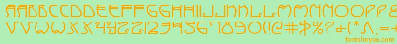 CoyoteDecoExpanded-Schriftart – Orangefarbene Schriften auf grünem Hintergrund