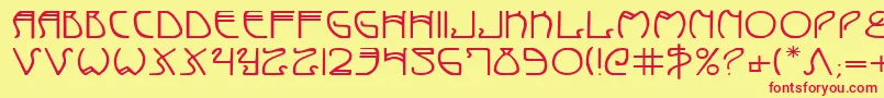 CoyoteDecoExpanded-fontti – punaiset fontit keltaisella taustalla
