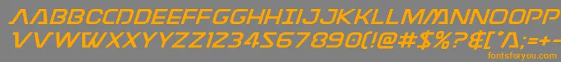 フォントDiscotechiaexpand – オレンジの文字は灰色の背景にあります。