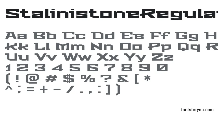 Czcionka StalinistoneRegular – alfabet, cyfry, specjalne znaki