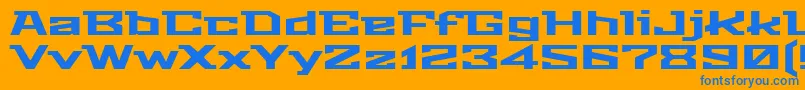 StalinistoneRegular-Schriftart – Blaue Schriften auf orangefarbenem Hintergrund