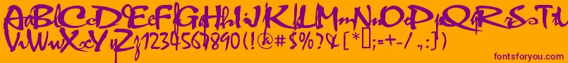 VniThufap2Normal-Schriftart – Violette Schriften auf orangefarbenem Hintergrund