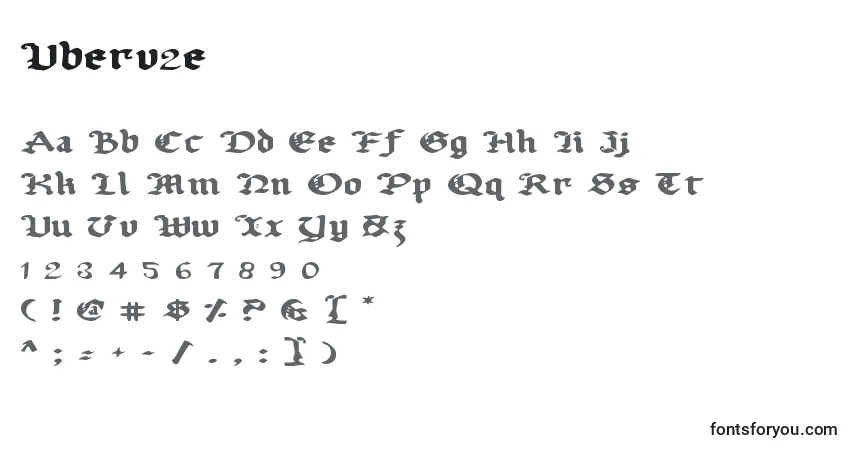 Czcionka Uberv2e – alfabet, cyfry, specjalne znaki