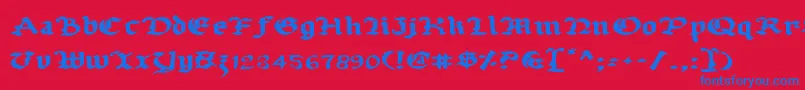 Uberv2e-Schriftart – Blaue Schriften auf rotem Hintergrund