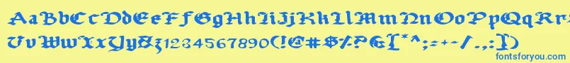 Czcionka Uberv2e – niebieskie czcionki na żółtym tle
