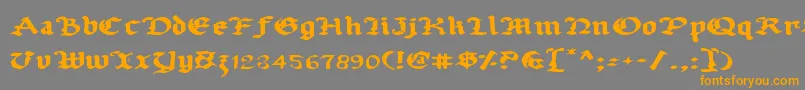 フォントUberv2e – オレンジの文字は灰色の背景にあります。