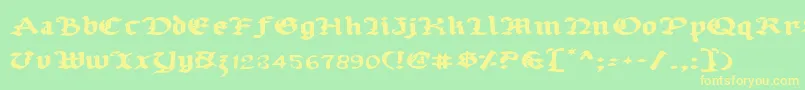 フォントUberv2e – 黄色の文字が緑の背景にあります
