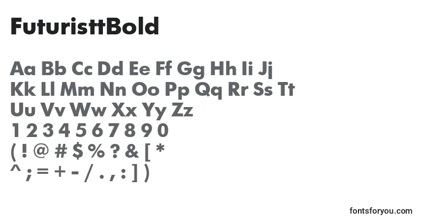 A fonte FuturisttBold – alfabeto, números, caracteres especiais