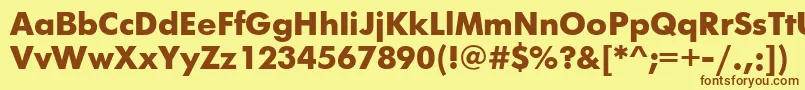 フォントFuturisttBold – 茶色の文字が黄色の背景にあります。
