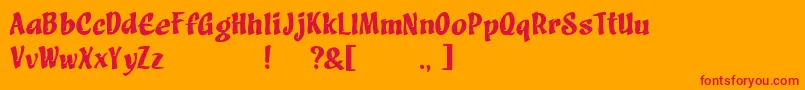 Czcionka Ampikunanti – czerwone czcionki na pomarańczowym tle