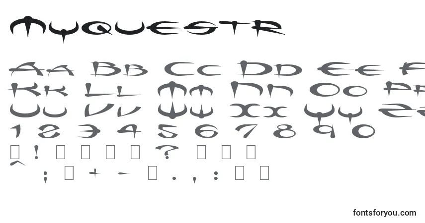 A fonte Myquestr – alfabeto, números, caracteres especiais