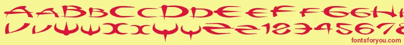 Myquestr-Schriftart – Rote Schriften auf gelbem Hintergrund