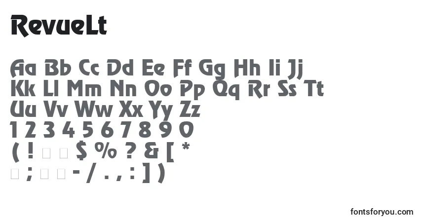 Schriftart RevueLt – Alphabet, Zahlen, spezielle Symbole