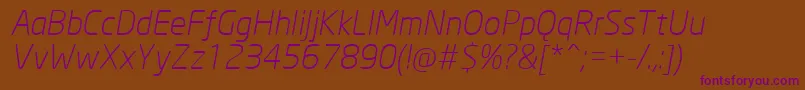 NeoSansCyrLightItalic Font – Purple Fonts on Brown Background