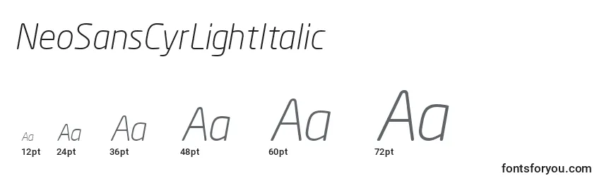 Größen der Schriftart NeoSansCyrLightItalic