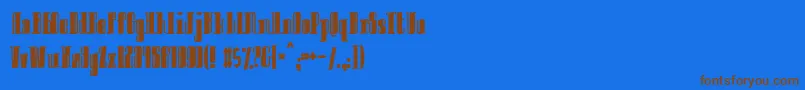 Innocentbystander-Schriftart – Braune Schriften auf blauem Hintergrund