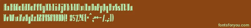 フォントInnocentbystander – 緑色の文字が茶色の背景にあります。